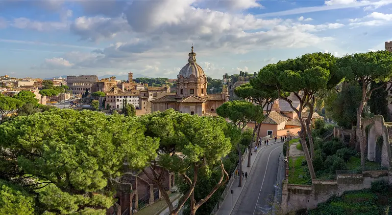 The Roman Forum in Rome, seen from the Vittoriano